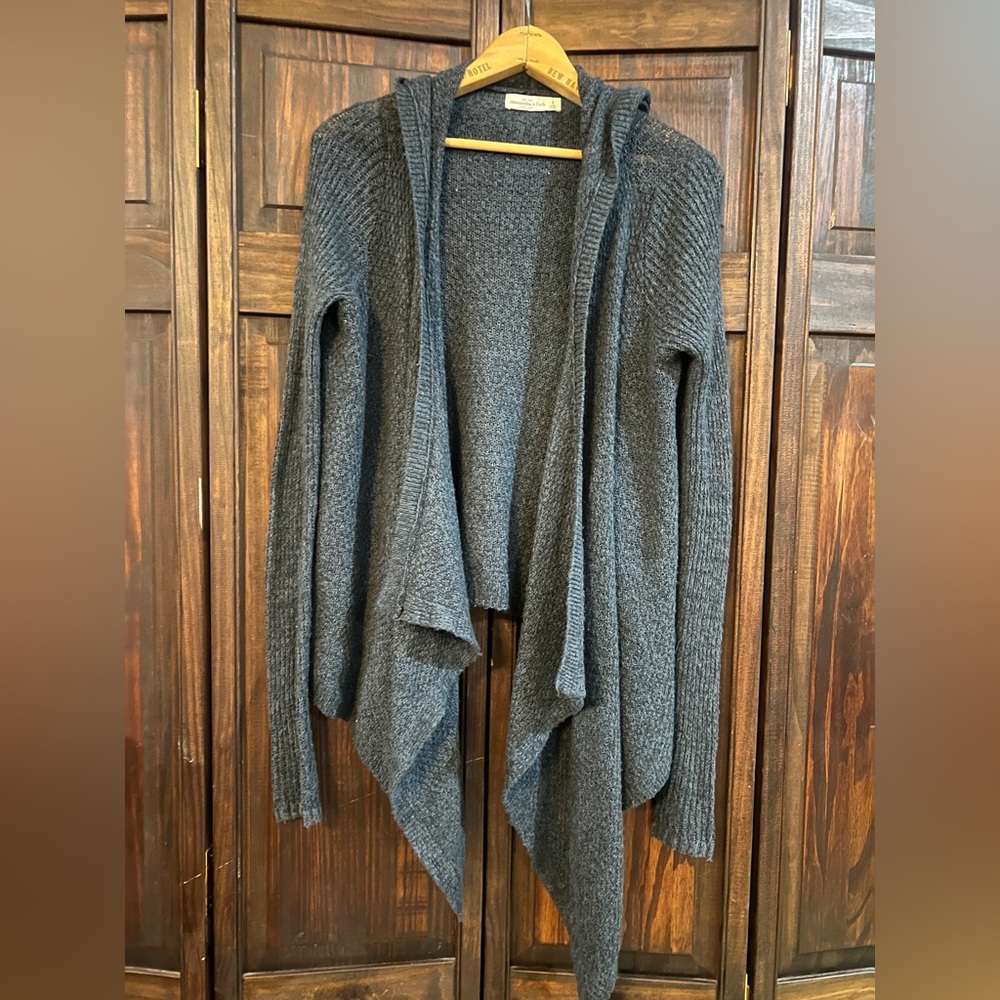 Women's‎ Gray Open Front wool blend Cardigan Sweater small